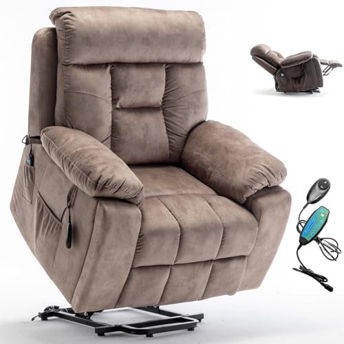 Lift Chair Recliner with Massage and Heat, Heavy Duty for Seniors, Brown V12888