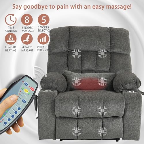 Lift Chair Recliner with Massage and Heat, Heavy Duty for Seniors, Brown V12888