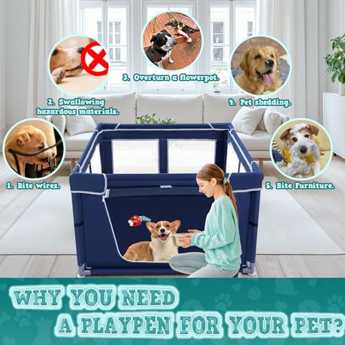42x42x25.6 Inches Puppy Playpen with Gate for Small Dogs Indoor & Outdoor G192