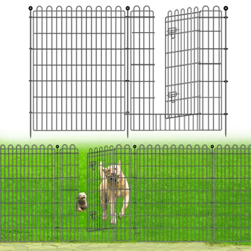 Decorative Metal Garden Fence for Yard, 32in H x 23.6ft L, Animal Barrier K800603