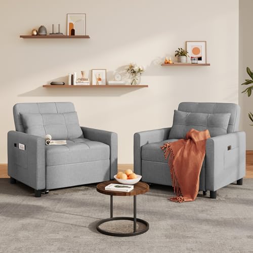 Pink Sleeper Chair, 3-in-1 Convertible Sofa Bed with Adjustable Backrest U62449