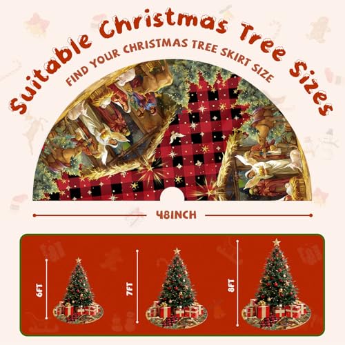 Christmas Tree Skirt 36 Inch with Snowman Reindeer Santa Snowflake L183244