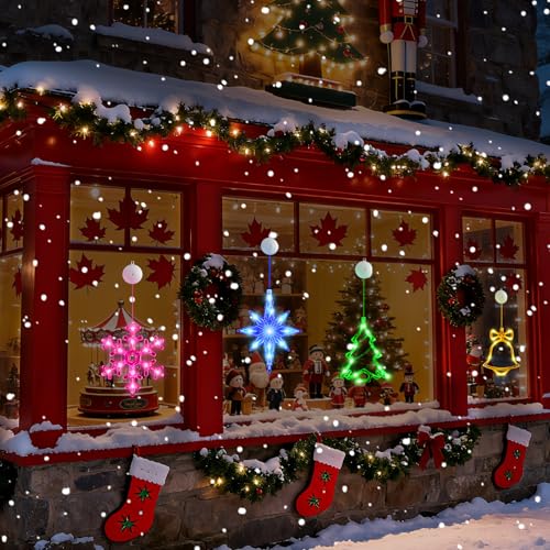5Pack Christmas Window Lights Snowflake LED with Timer Battery Powered U214