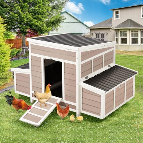 AECOJOY Chicken Coop 56" Wooden Hutch with 6 Nesting Boxes V450