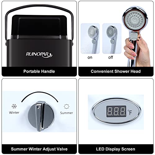 Portable Propane Tankless Water Heater 6L for RV Camping Boat Cabin Black S620171