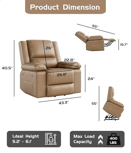 GarveeHome Power Lift Recliner Chair with Heat and Massage, Faux PU, for Elderly I162