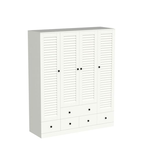 ECACAD Large Wardrobe Armoire with Shelves, Drawers & Hanging Rod, White U2635