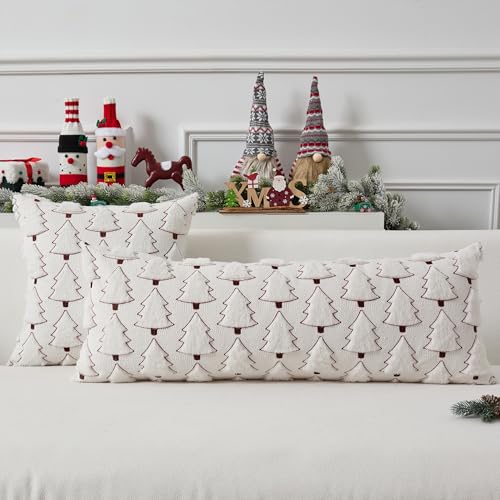 UGASA Star Christmas Decorative Pillow Covers 18x18 Inch Set of 2 Dark Green Q9265