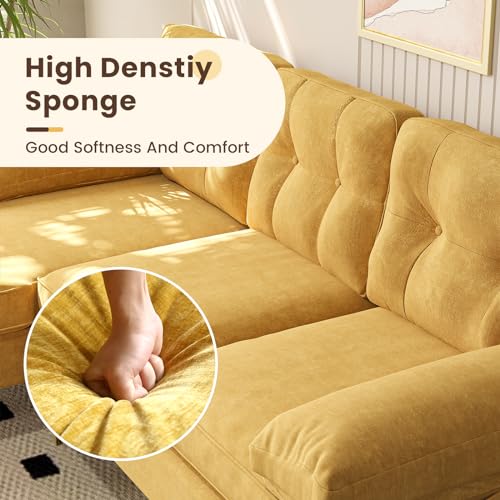 L Shaped Couch Small Sectional Sofa with Reversible Chaise, Blue W543695