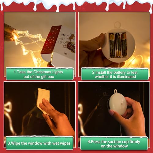 5Pack Christmas Window Lights Snowflake LED with Timer Battery Powered U214
