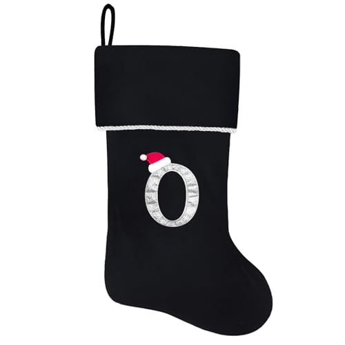 20 Inches Initial Monogram Blue Velvet Christmas Stocking with Gold Trim U394
