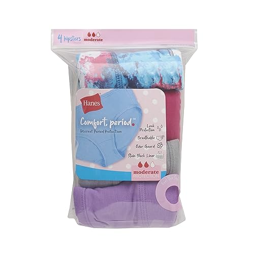 Hanes Girls' & Boys' Period Underwear Hipster Short, Multi-Pack Y24165