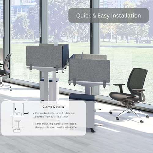 VaRoom Desk Divider Sound Proof Privacy Panel for Student Desks, Light Grey, 48"W x 18"H E33392