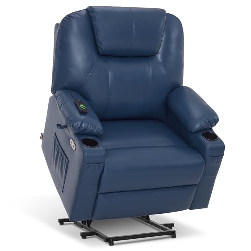 MCombo Power Lift Recliner Chair for Elderly with Heat and Massage, Faux Leather, Black V60394