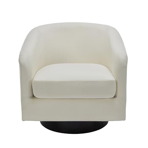 UIXE 360° Swivel Barrel Accent Chair Upholstered Armchair, Flax Khaki F754865