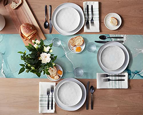 Marble Turquoise Teal Aqua Cotton Linen Table Runner 90 Inches O536843