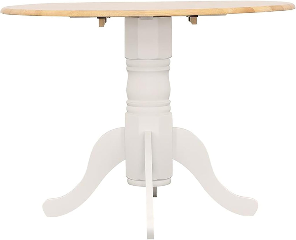 Natural Brown and White Round Drop Leaf Dining Table V2999