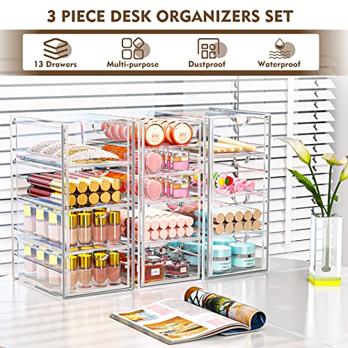 Acrylic Makeup Organizer with 19 Drawers, 4 Pack Clear Storage B90209