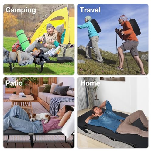 Ultralight Camping Cot for Adults, Portable Folding, Supports 352lbs, Black Y92139