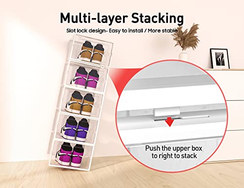 Kuject X-Large Clear Plastic Stackable Shoe Storage Boxes, 12 Pack, Blue Y142131