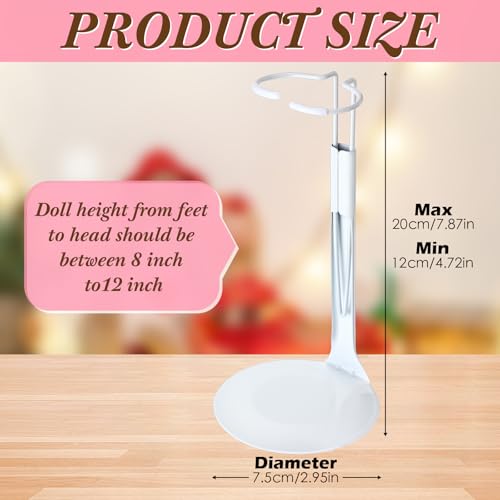 24 Pcs Adjustable Doll Stands for 8"-12" Action Figures (White, Silver) K3185
