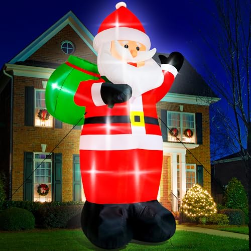 Giant Inflatable Santa Claus with LED Lights Outdoor Christmas Decorations W1618