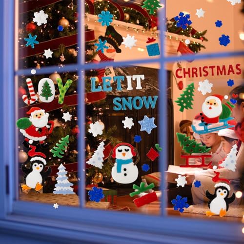 Christmas Window Clings Gel Snowflake Snowman 6-Piece Set F295752