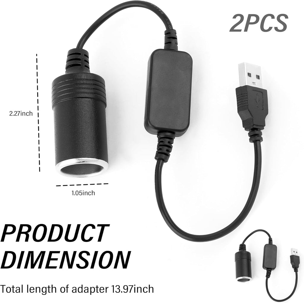 USB to Cigarette Lighter Adapter 12V for Car, Dash Camera, GPS U97148