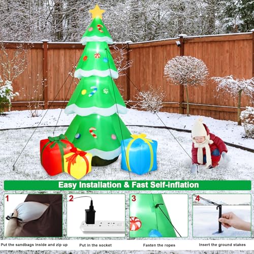 B&D 12FT Giant Christmas Inflatables Snowman Outdoor Decorations with Rotating LED Lights B36000