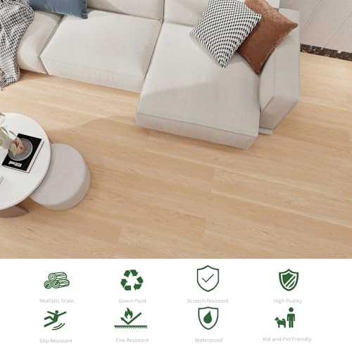 Interlocking Luxury Vinyl Flooring Wood-Look Planks SPC Rigid Core Waterproof Hickory Q852539