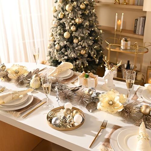 Valery Madelyn 6ft Pre-Lit Christmas Garland with White Gold Balls & Magnolia B766139