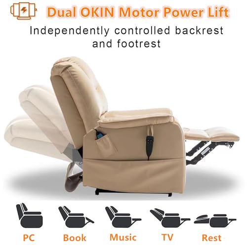 Lift Chair Recliner with Massage and Heat, Heavy Duty for Seniors, Brown V12888