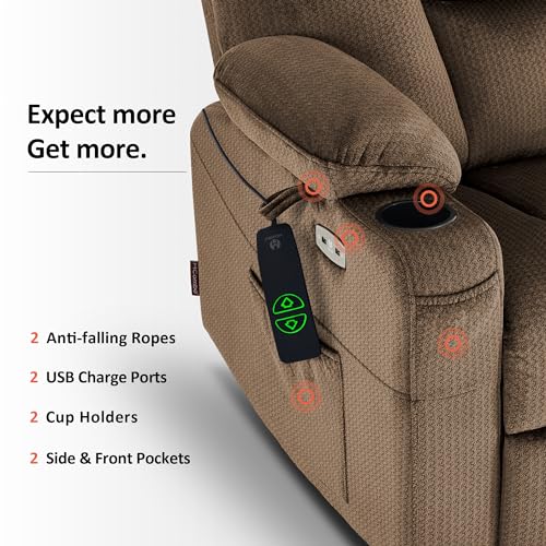 MCombo Small Power Lift Recliner Chair with Massage and Heat, Brown N356790