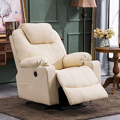 MCombo Power Lift Recliner Chair for Elderly with Heat and Massage, Faux Leather, Black V60394