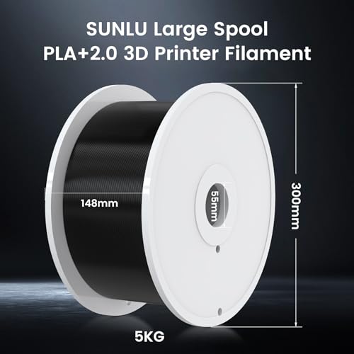 SUNLU PLA+2.0 3D Printer Filament Bundle 1.75mm, 4KG Black W6459
