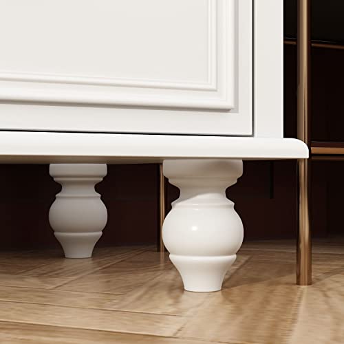 FAMAPY Chest of Drawers White Dresser with Gold Metal Handles & Wooden Legs O6797