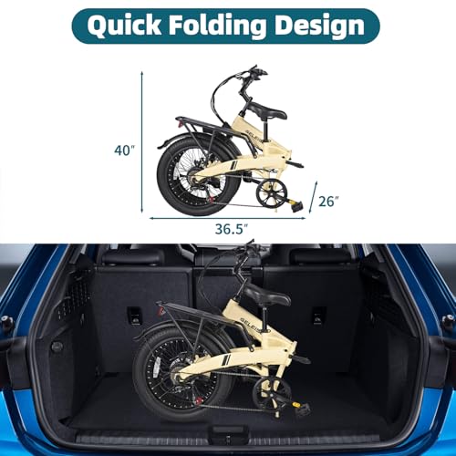 Folding Electric Bike for Adults, 20" Fat Tire, 374Wh Battery R9608