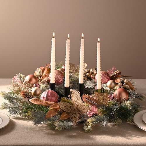 DecorbyHannah 24" Pre-Lit Pink Christmas Wreath with Ornaments Z91208