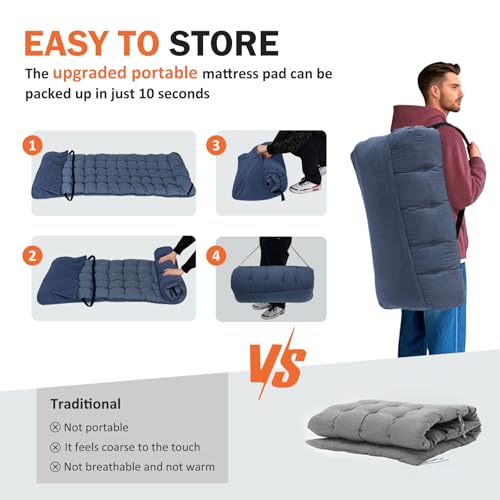 ATORPOK Camping Cot for Adults with Cushion, Portable Folding Bed, Gray F9576