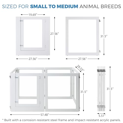 Heavy Duty Clear Acrylic Dog Playpen with Metal Frame, 6 Panels with Door I91403