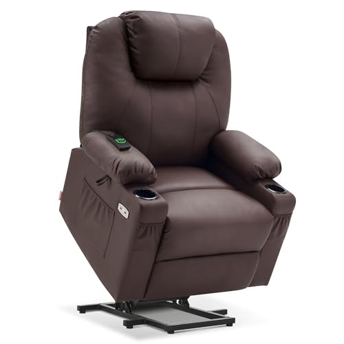 MCombo Power Lift Recliner Chair for Elderly with Heat and Massage, Faux Leather, Black V60394
