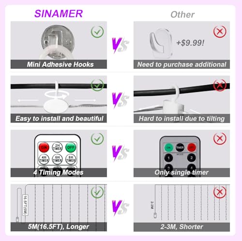 600LED Curtain Lights for Bedroom, Warm White, 8 Modes Y367582