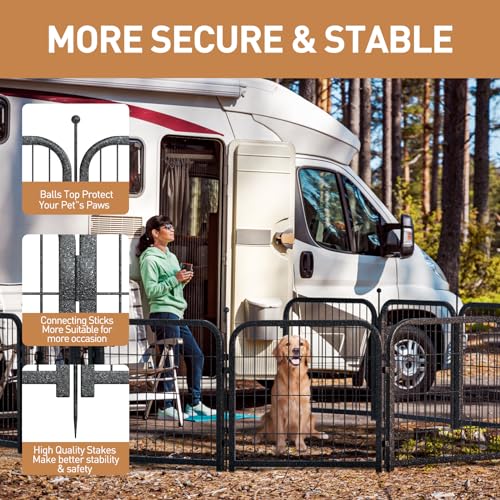 Metal Dog Playpen 40 Inch Height 16 Panels Indoor Outdoor Black-Silver W932257