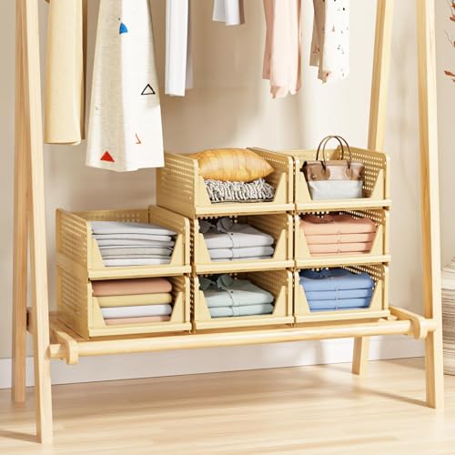5 Pack Stackable Closet Storage Basket, Foldable Organizer, White M149842