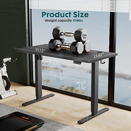 Adjustable Height Electric Standing Desk 55x24 Inch Black W5266