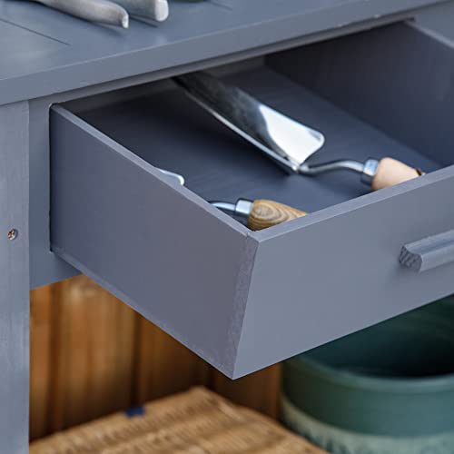 Outsunny Potting Bench Table, Outdoor Wooden Workstation with Shelves and Drawer Z303163