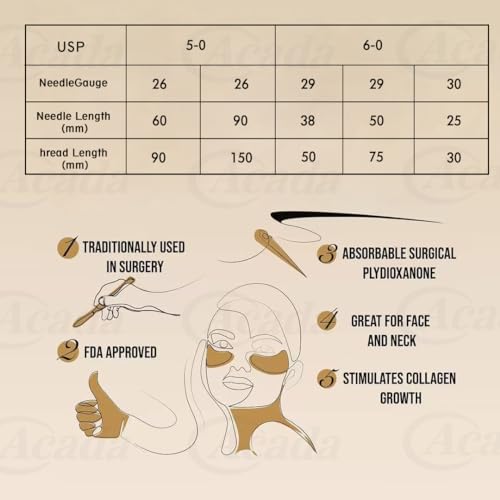 Acada Pdo Threads for Face Body Lift, Sharp Tip 29G 50mm, 40Pcs M438