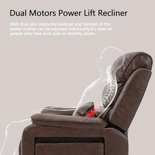Power Lift Chair Recliner with Massage and Heat for Adults, Dual Motor H2507