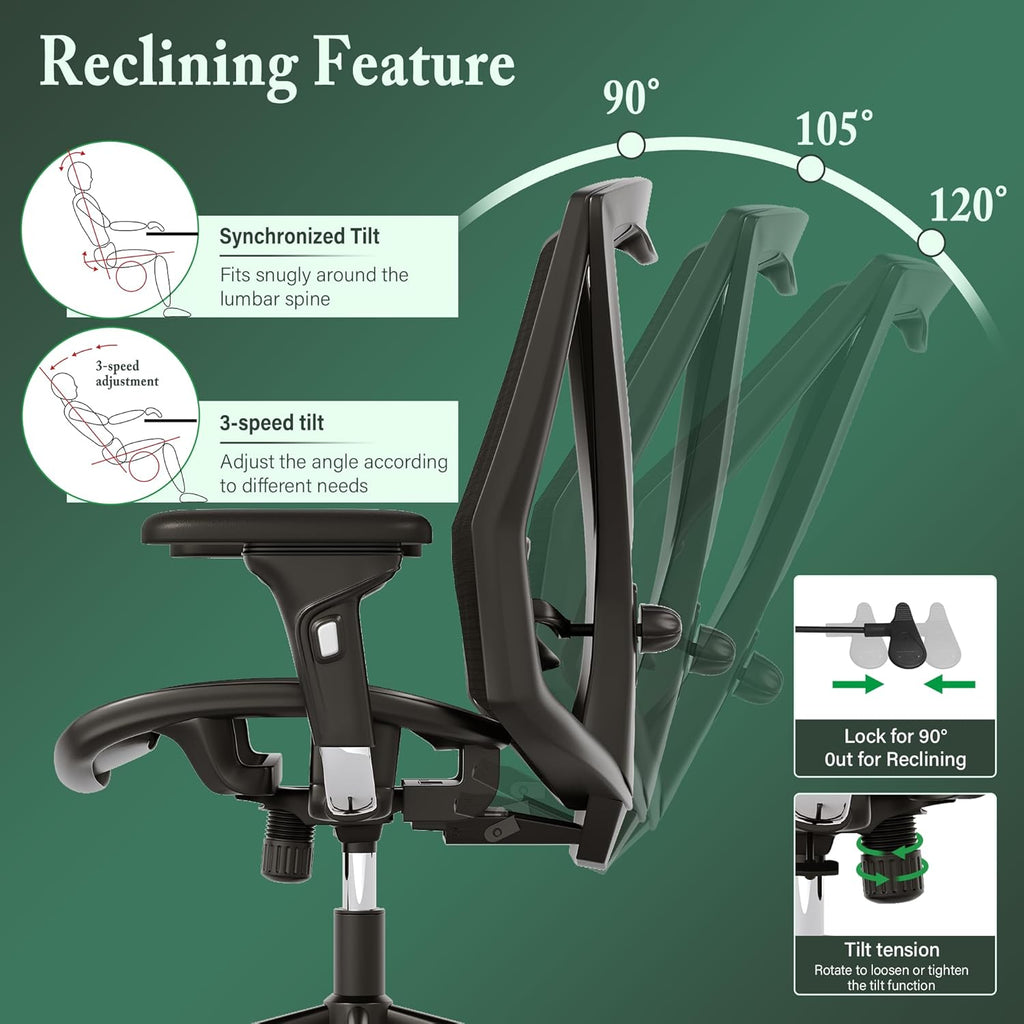 K095 Executive Office Chair, Ergonomic High Back with Adjustable Lumbar Support A645495