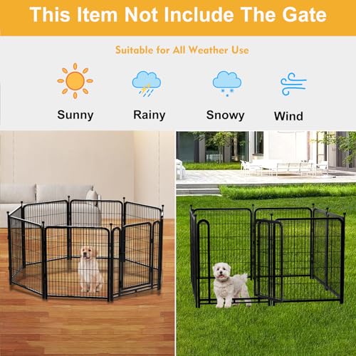 Tall Garden Fence 32in 8 Panels Metal Dog Pen Outdoor for Yard G496561